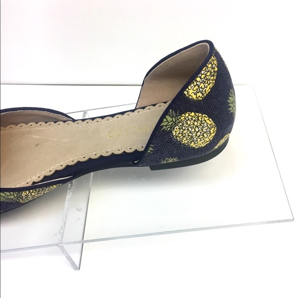 Last 2 Pineapple Print D’Orsay Flats Navy Yellow - Picture 7 of 8